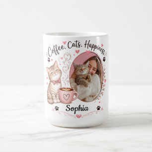 Caneca De Café Foto & Nome Personalizados para Amantes de Gatos