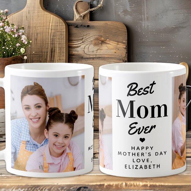 Caneca De Café Foto personalizada 2 do melhor Dia de as mães MOM  (Criador carregado)