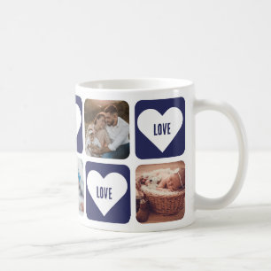 Caneca De Café Foto personalizada, azul-escura, Mug de amor com c
