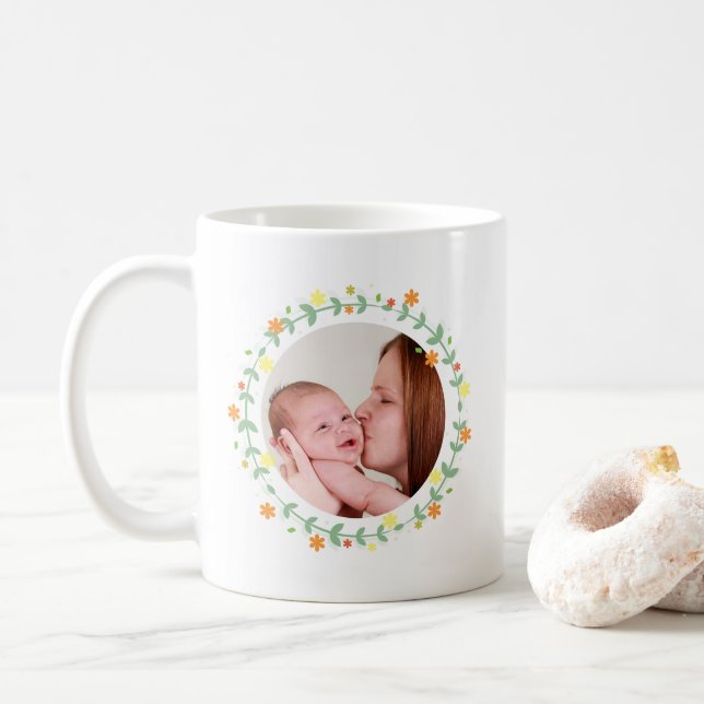 Caneca De Café Foto Personalizada bonito do Monograma Personaliza (Com Donut)