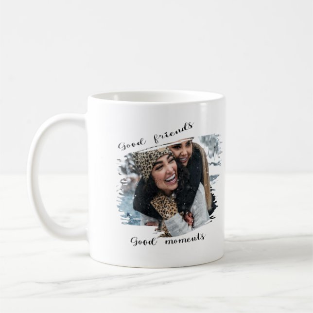 Caneca De Café foto personalizada, bons amigos, bons momentos (Esquerda)