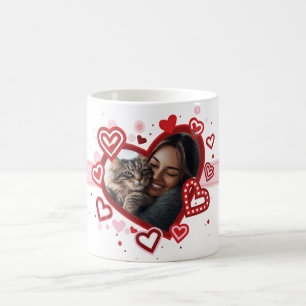 Caneca De Café Foto personalizada com quadro romântico do coração