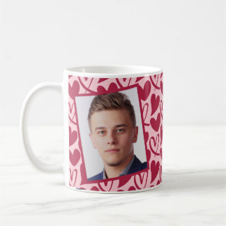 Caneca De Café Foto personalizada Corações Cor-de-Rosa Vermelho