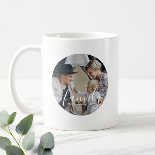 Caneca De Café Foto personalizada da família com nome personaliz