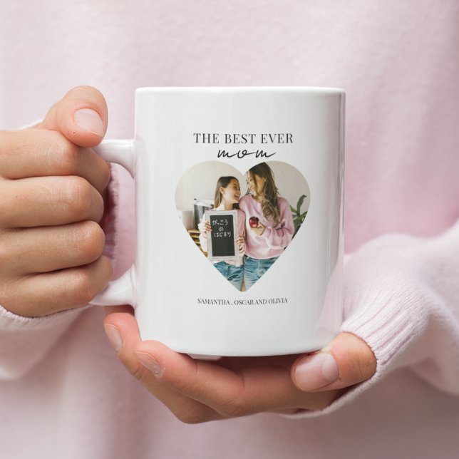 Caneca De Café Foto personalizada da melhor mãe do coração (Criador carregado)