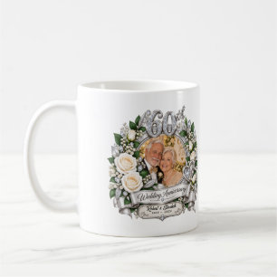 Caneca De Café Foto Personalizada de 60º Aniversário de Casamento