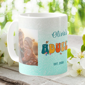 Caneca De Café Foto personalizada de Abuela - Glitter