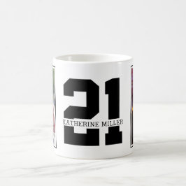 Caneca De Café Foto personalizada de aniversário de 21 anos moder