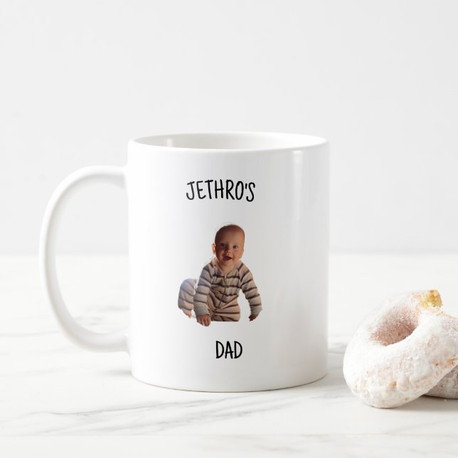 Caneca De Café Foto Personalizada de Bebê com Nome dos Pais Mamãe (Com Donut)