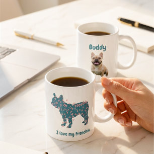 Caneca De Café Foto Personalizada de Bulldog Francês Eu Amo Meu F
