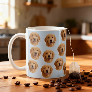 Caneca De Café Foto Personalizada de Cachorro   Azul Claro Person