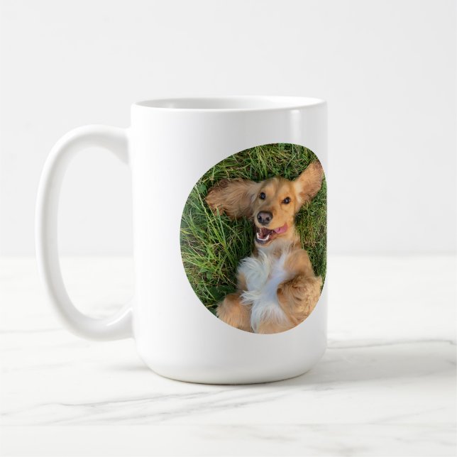 Caneca De Café Foto Personalizada de Cachorro com Texto | Present (Esquerda)