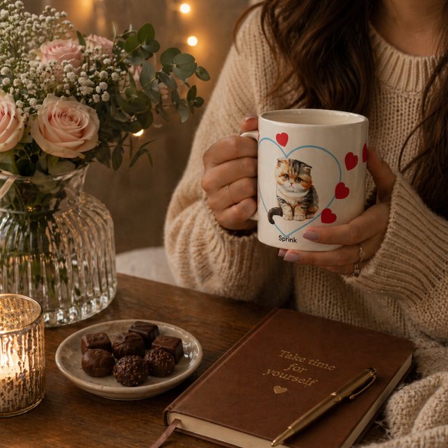 Caneca De Café Foto Personalizada de Cachorro de Estimação Coraçã (Criador carregado)