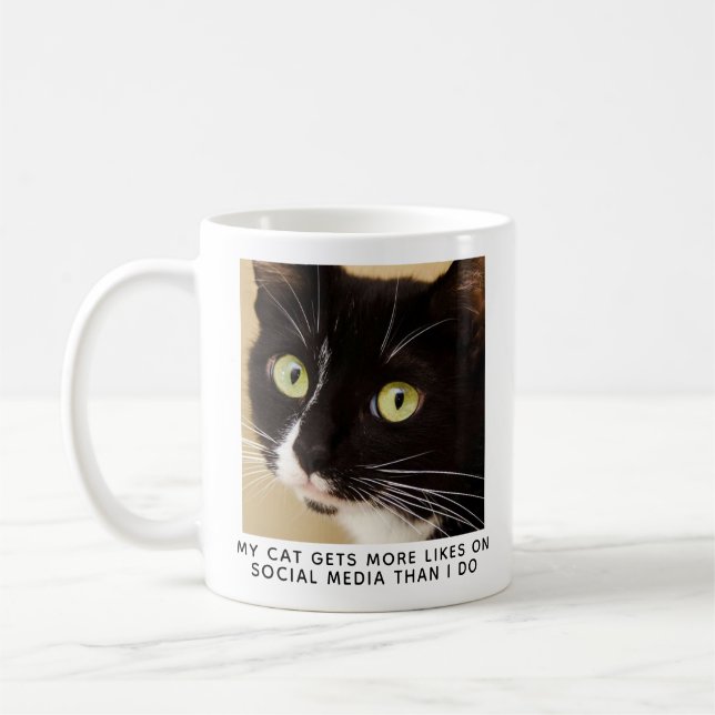 Caneca De Café Foto Personalizada De Café De Gato Bonito (Esquerda)