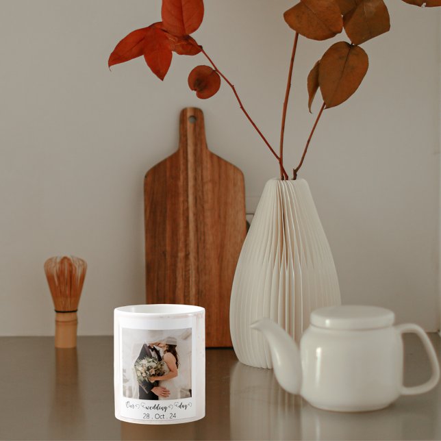 Caneca De Café Foto personalizada de casamento elegante (Criador carregado)