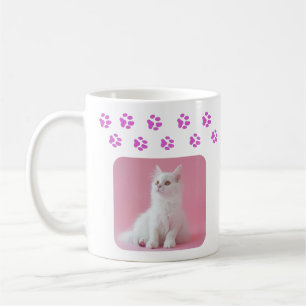 Caneca De Café Foto Personalizada De Gato E Impressões De Pata Ro