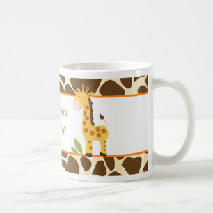 Caneca De Café Foto Personalizada De Girafa Laranja/Amarela