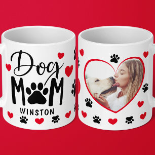 Caneca De Café Foto Personalizada de Mãe de Cachorro com Patas e 