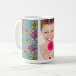 Caneca De Café Foto personalizada de margarida branca rosa e amar