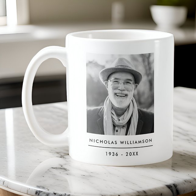 Caneca De Café Foto Personalizada de Memória Simples Moderna (Criador carregado)