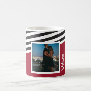 Caneca De Café Foto Personalizada De Padrão Strike Vermelho E Pre