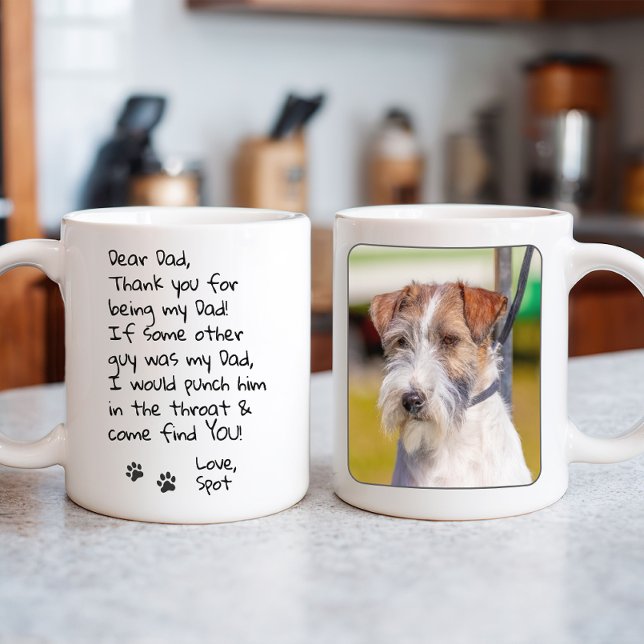 Caneca De Café Foto personalizada de Pai de Cachorro Engraçado (Personalized Dog Dad Photo Mug)