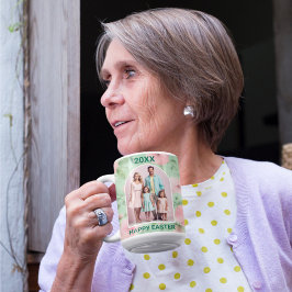 Caneca De Café Foto personalizada de páscoa Pastel rosa e verde f