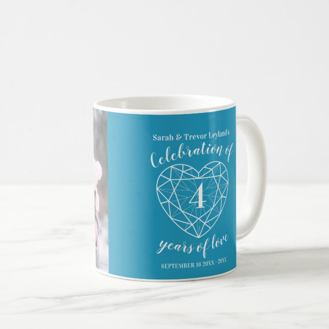 Caneca De Café Foto personalizada de topaz azul de 4 anos (Frente Esquerda)
