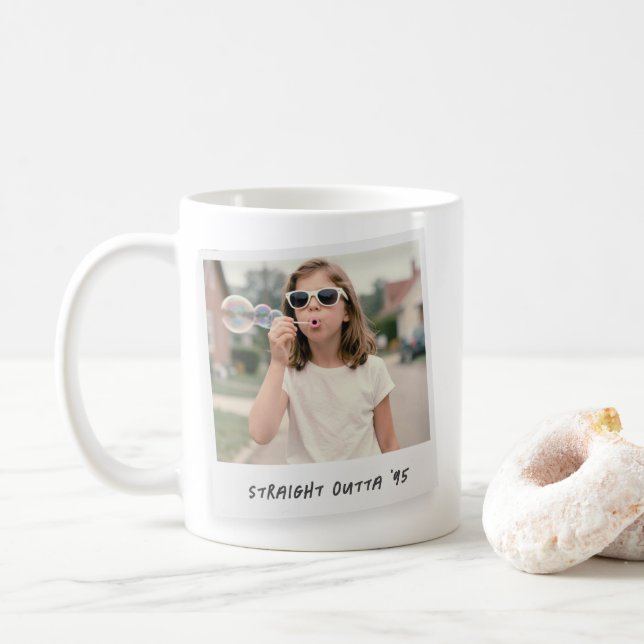 Caneca De Café Foto Personalizada Divertida Retro  (Com Donut)