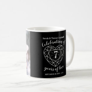 Caneca De Café Foto personalizada do coração negro onyx de 7 aniv