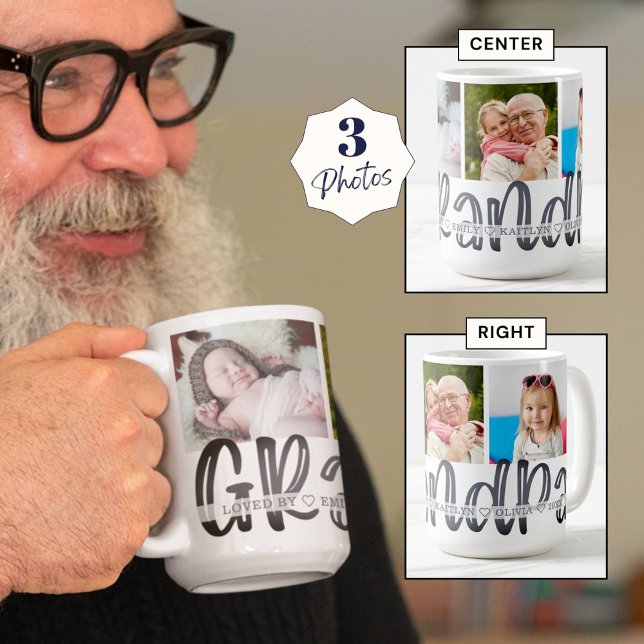 Caneca De Café Foto personalizada do GRANDPA 3 em forma de cute m (Criador carregado)
