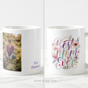 Caneca De Café Foto Personalizada do Jardim Floral da Melhor Mãe 