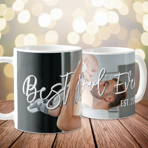 Caneca De Café Foto Personalizada do Melhor Pai Nunca Moderno Scr