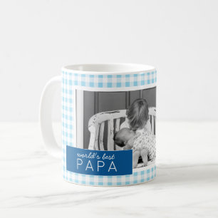 Caneca De Café Foto personalizada do melhor papa do mundo, Gingha
