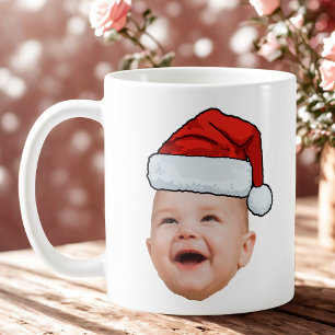 Caneca De Café Foto personalizada do rosto do bebê Papai Noel Nat
