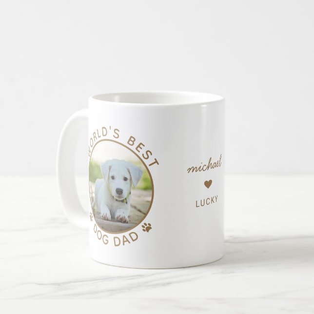 Caneca De Café Foto personalizada Dourada do melhor Pai de cães d (Frente Esquerda)