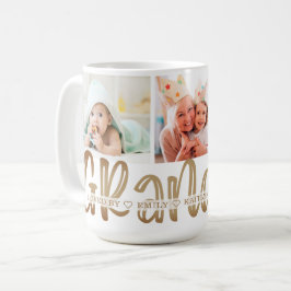 Caneca De Café Foto Personalizada Dourada Moderna e Cute GRANDMA 