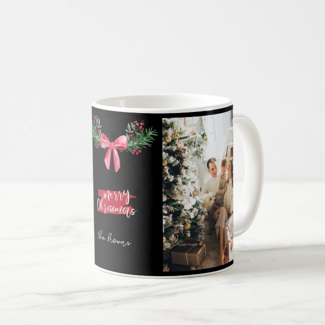 Caneca De Café Foto personalizada e bonita do natal garland (Frente Esquerda)