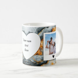 Caneca De Café Foto personalizada e Mug de texto - Preto, Cinza e