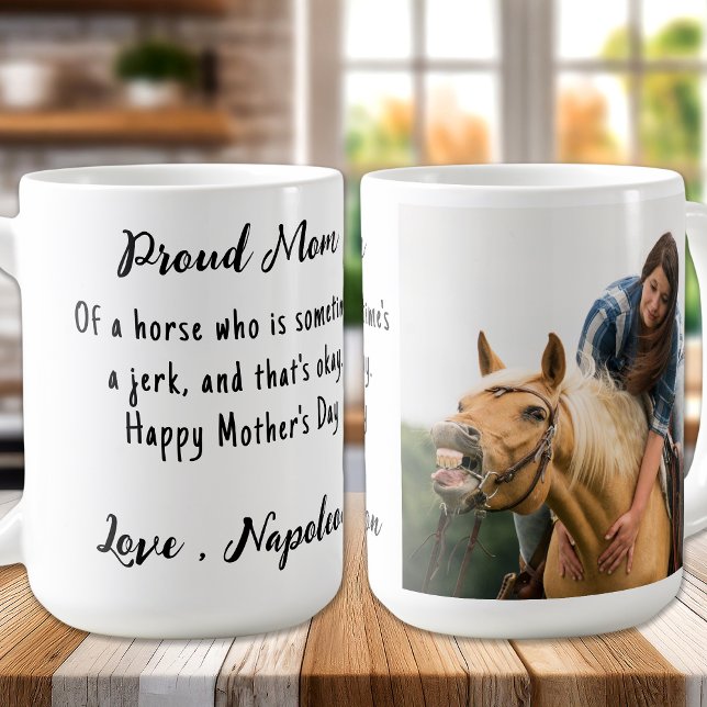 Caneca De Café Foto Personalizada Equestre Furiosa Sobre Cavalo (Criador carregado)