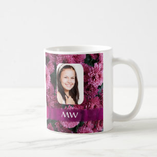 Caneca De Café Foto personalizada floral cor-de-rosa