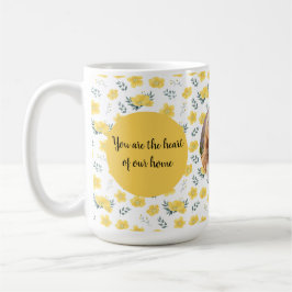 Caneca De Café Foto Personalizada Floral | Presente de dia de as