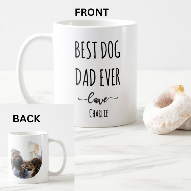 Caneca De Café Foto personalizada Melhor pai de cão de sempre (Criador carregado)
