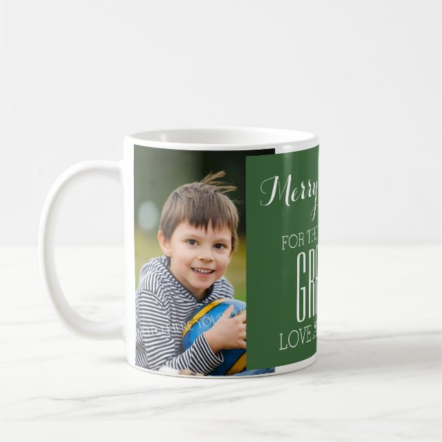 Caneca De Café Foto personalizada - Melhor Vovó de Natal Verde (Esquerda)