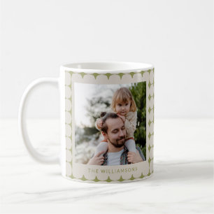 Caneca De Café Foto Personalizada Padrão Geométrico Moderno Verde