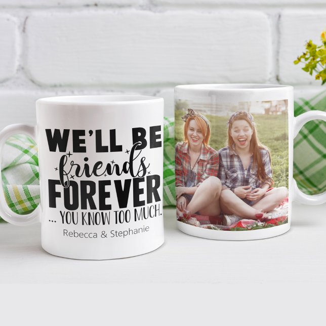 Caneca De Café Foto Personalizada para Amigos para Nunca (Friends Forever Personalized Photo Coffee Mug)