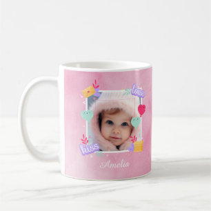 Caneca De Café Foto personalizada para bebês - Amor, Beijo e Cora