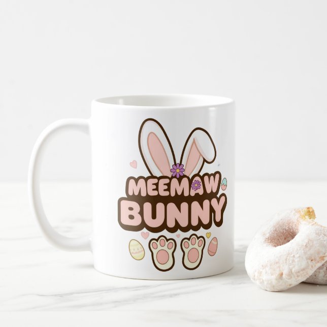 Caneca De Café Foto personalizada - Páscoa "MeeMaw Bunny" (Com Donut)