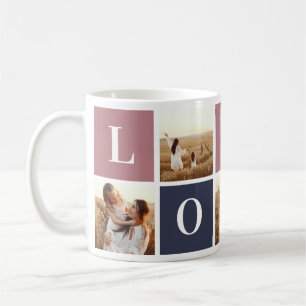 Caneca De Café Foto personalizada personalizada azul-rosa moderna