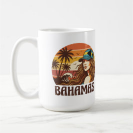 Caneca De Café Foto Personalizada Retro Bahamas Praia Tropical   